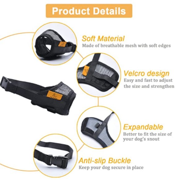 Mayerzon Dog Mayerzon Dog Muzzle With Adjustable Velcro To Prevent Biting Barking Chewing M